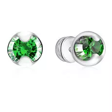 Серьги-пусеты из белого золота с изумрудами 66319028000