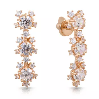 Серьги-пусеты из красного золота с фианитами 16611356000