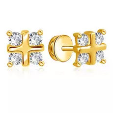 Серьги-пусеты с бриллиантами из желтого золота 2Б30047-010