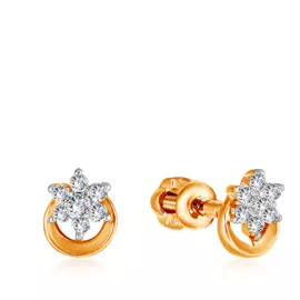 Серьги-пусеты с фианитами из золота 024775
