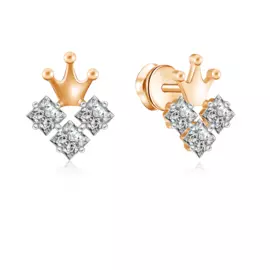 Серьги-пусеты с фианитами из золота Д0268-027067