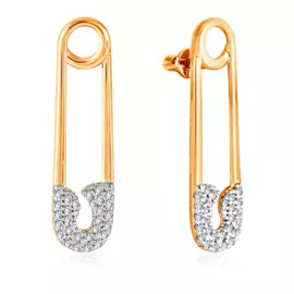 Серьги-пусеты с фианитами золотые 026957