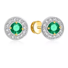 Серьги-пусеты с изумрудом и бриллиантами 2В30434-011