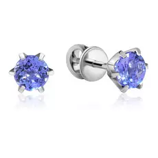 Серьги-пуссеты из белого золота с танзанитами Я6516130000