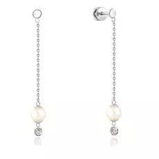Серьги-пуссеты из белого золота с бриллиантами, жемчугом Акойя 66319894000
