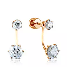 Серьги-пуссеты из красного золота с фианитами 16111678000