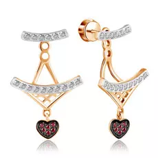 Серьги-пуссеты из красного золота с фианитами Свидание в Париже Д0268-8-020004
