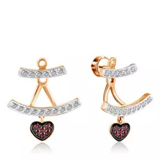 Серьги-пуссеты из красного золота с фианитами Свидание в Париже Д0268-8-020005