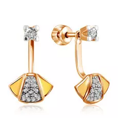Серьги-пуссеты из красного золота с фианитами и эмалью Круассан Д0268-8-020011