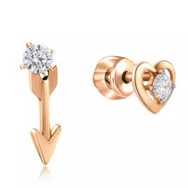 Серьги-пуссеты из красного золота с фианитами Сердце Д0268-026834