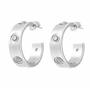 Серьги-пуссеты из серебра Cl-E01825-X-W-X-X-W