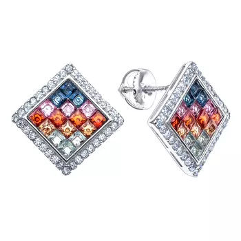 Серьги-пуссеты из серебра с разноцветными фианитами TS35684-E-QC