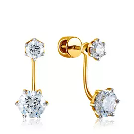 Серьги-джекеты из жёлтого золота с фианитами L6111678000