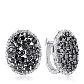 Серьги с английским замком из белого золота с бриллиантами мзHF03062E-W