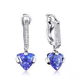 Серьги с английским замком из белого золота с танзанитами, бриллиантами Я6519281000