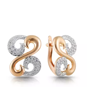 Серьги с английским замком из красного золота с фианитами Д0268-026797