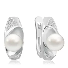 Серьги с английским замком из серебра 02-0413/00ЖБ-00