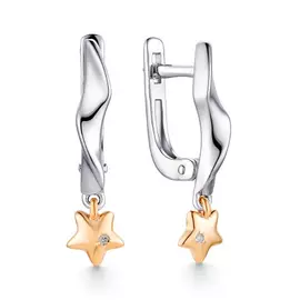 Серьги с английским замком из серебра 02-1256/003Б-00