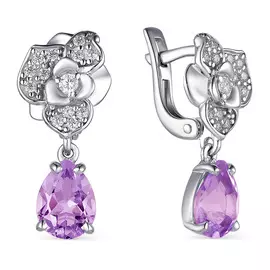 Серьги с английским замком из серебра 02-1673/00АМ-00