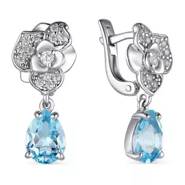 Серьги с английским замком из серебра 02-1673/00ТБ-00