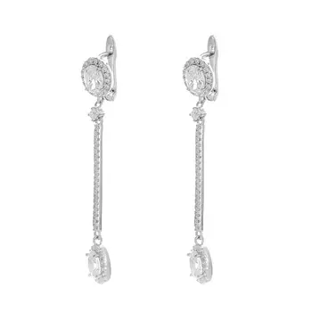 Серьги с английским замком из серебра CZ-E01483-X-W-W-X-W