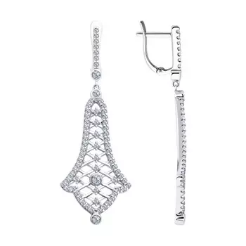 Серьги с английским замком из серебра 94023373