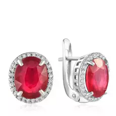 Серьги с английским замком из серебра с корундом E-DRGR00491-RB-T