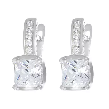 Серьги с английским замком из серебра CZ-E00930-X-W-W-X-W