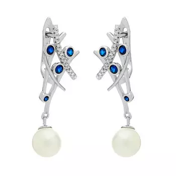 Серьги с английским замком из серебра PI-E01140-X-W-ST601-X-SAP