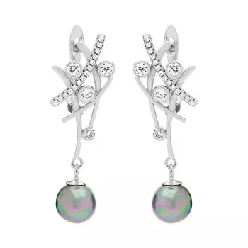 Серьги с английским замком из серебра PI-E01140-X-W-ST514-X-W