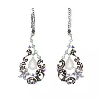 Серьги с английским замком из серебра AS-E01120-X-W-MPG-Pur-W