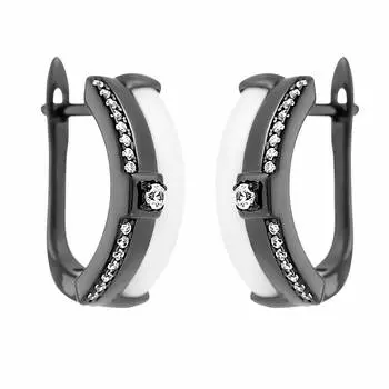 Серьги с английским замком из серебра TC-E00689-W-B-W-X-W