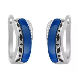 Серьги с английским замком из серебра TC-E00681-Вl-W-X-Bl-W