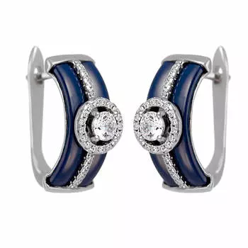 Серьги с английским замком из серебра TC-E00617-Вl-W-X-X-W