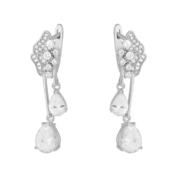 Серьги с английским замком из серебра CZ-E00894-X-W-W-X-W