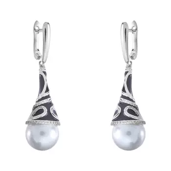 Серьги с английским замком из серебра PI-E0953-1-X-W-PN-B-W