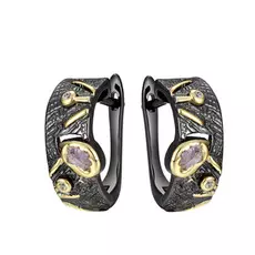 Серьги с английским замком из серебра AY-E094-2-X-BY-Pin-X-W