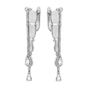 Серьги с английским замком из серебра CZ-E02125-X-W-W-X-W