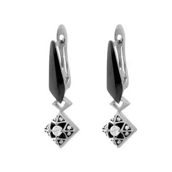 Серьги с английским замком из серебра CZ-E01491-X-WB-X-X-W