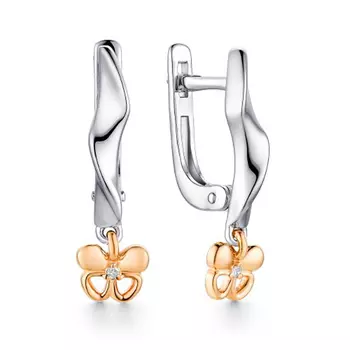 Серьги с английским замком из серебра 02-1256/002Б-00