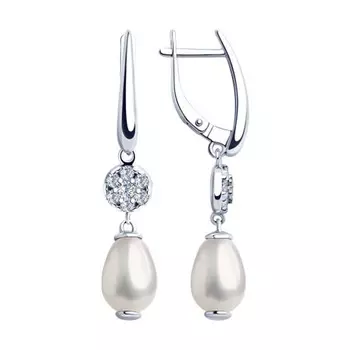 Серьги с английским замком из серебра 94023274