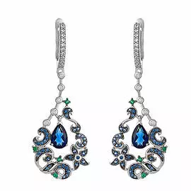 Серьги с английским замком из серебра AS-E01120-X-W-SAP-BL-W