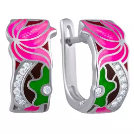 Серьги с английским замком из серебра CAS3515E_SR_ENAM_001_WG