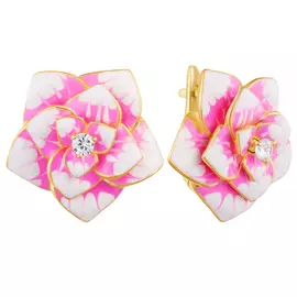 Серьги с английским замком из серебра CAS3519E_SR_ENAM_001_YG