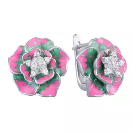 Серьги с английским замком из серебра CAS3617E_SR_ENAM_001_WG