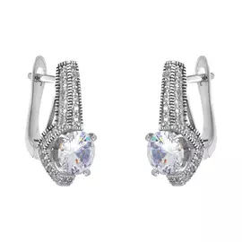 Серьги с английским замком из серебра CZ-E00702-X-W-W-X-W