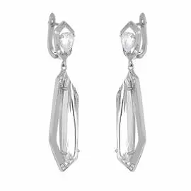 Серьги с английским замком из серебра CZ-E00976-X-W-W-X-W