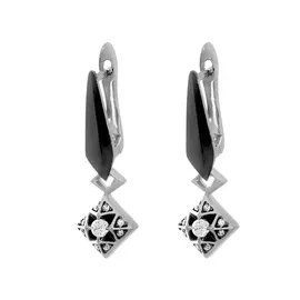 Серьги с английским замком из серебра CZ-E01491-X-WB-X-X-W