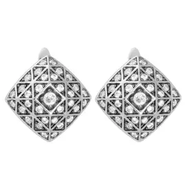 Серьги с английским замком из серебра CZ-E01622-X-WB-W-X-W