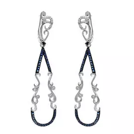 Серьги с английским замком из серебра NR-E01124-X-W-W-X-BL